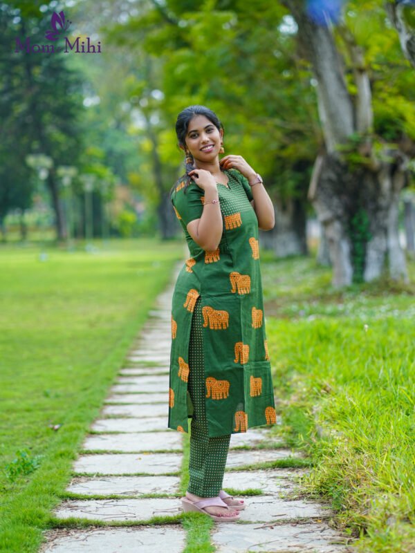 Mira Green Maternity Kurti set [ Top + Bottom]