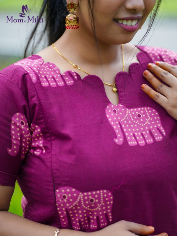 Mira Burgundy Maternity Kurti set [ Top + Bottom] view 2