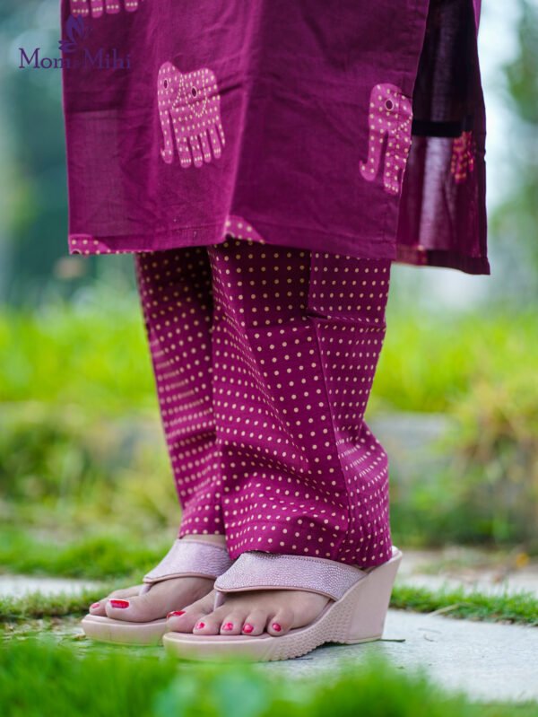 Mira Burgundy Maternity Kurti set [ Top + Bottom] view 4