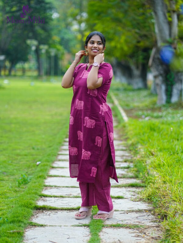Mira Burgundy Maternity Kurti set [ Top + Bottom]