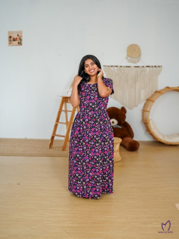 Maxi Meghana Soft Cotton Maternity Dress view 3