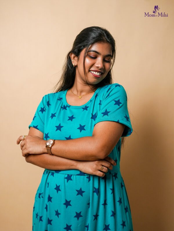Maxi Maya Soft Cotton Maternity Dress| Frill Model view 3