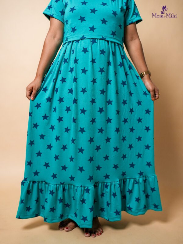 Maxi Maya Soft Cotton Maternity Dress| Frill Model view 4