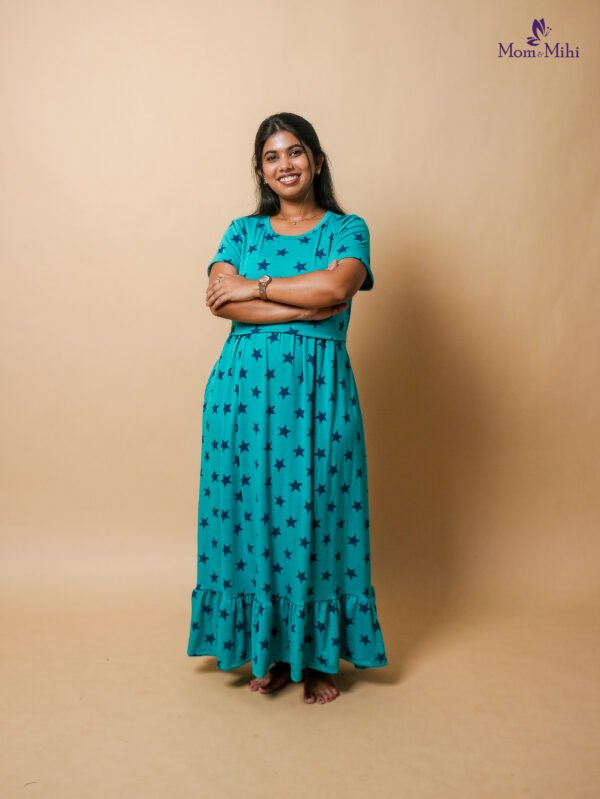 Maxi Maya Soft Cotton Maternity Dress| Frill Model – Minya The Design Studio