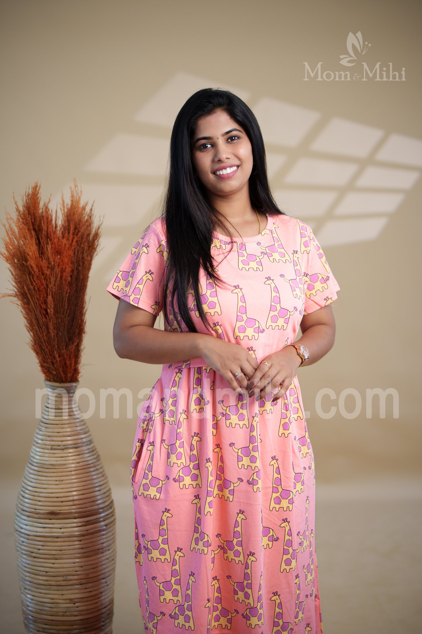 Ihita Soft Cotton Maternity Dress|Calf-Length alt
