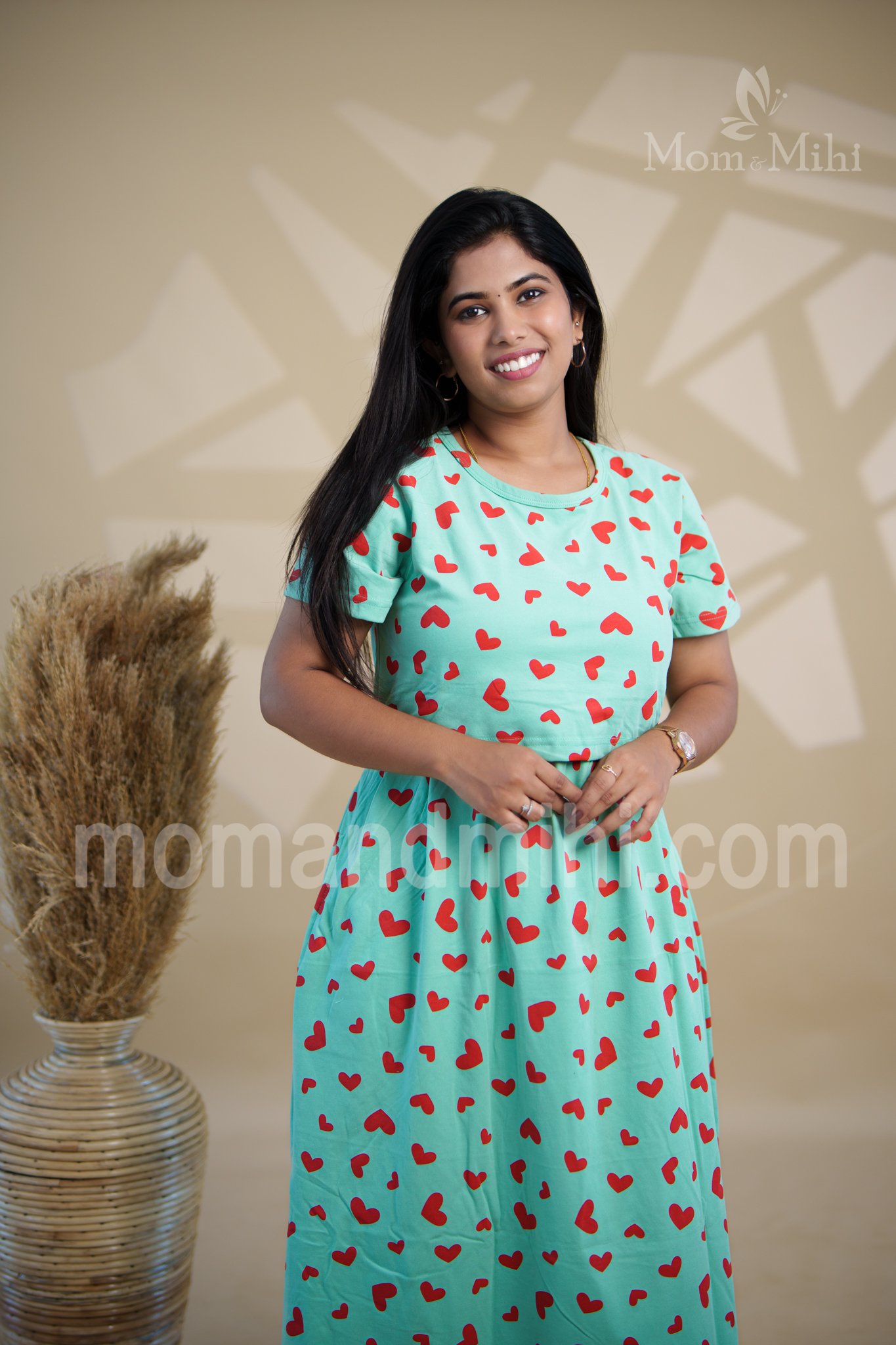 Nandita Soft Cotton Maternity Dress|Calf-Length alt