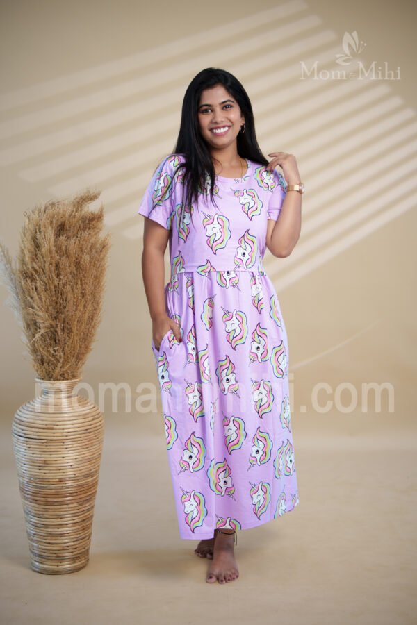 Aaradhya Soft Cotton Maternity Dress|Calf-Length