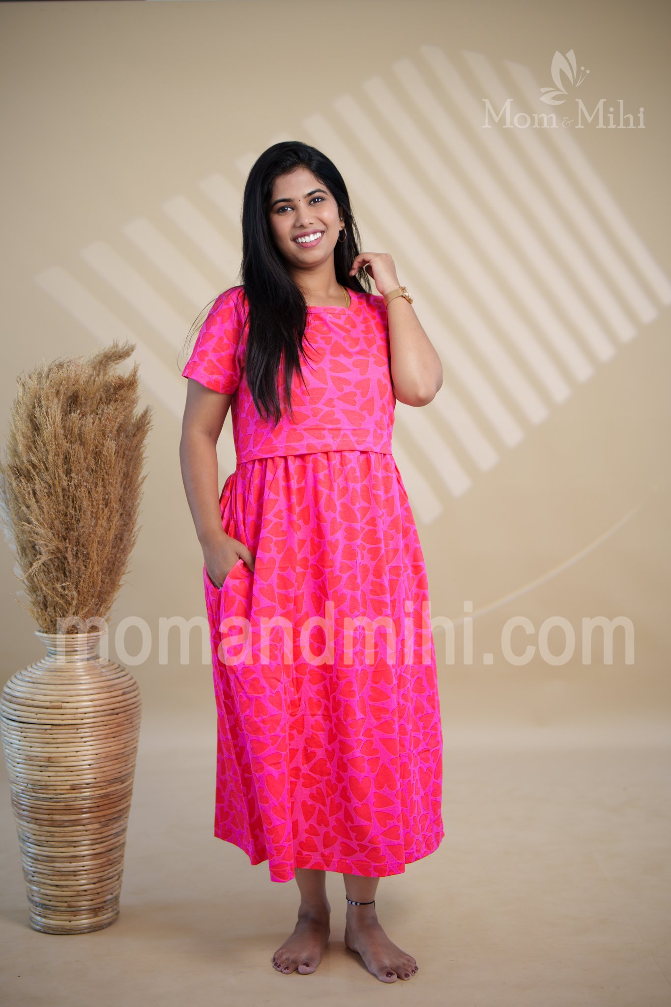 Aaditri Soft Cotton Maternity Dress|Calf-Length