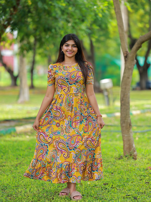 Maxi Thushra Soft Cotton Maternity Dress| Frill Model – Minya The Design Studio