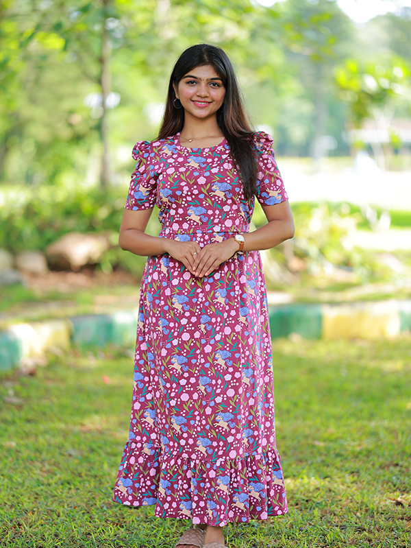 Maxi Senthangal Soft Cotton Maternity Dress| Frill Model – Minya The Design Studio