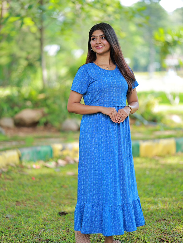 Maxi Rithanya Soft Cotton Maternity Dress| Frill Model – Minya The Design Studio
