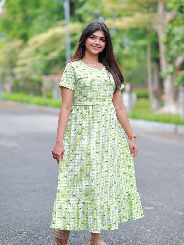 Maxi Bhumika Soft Cotton Maternity Dress| Frill Model – Minya The Design Studio