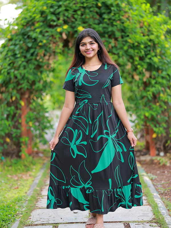 Maxi Ranjani Soft Cotton Maternity Dress| Frill Model – Minya The Design Studio