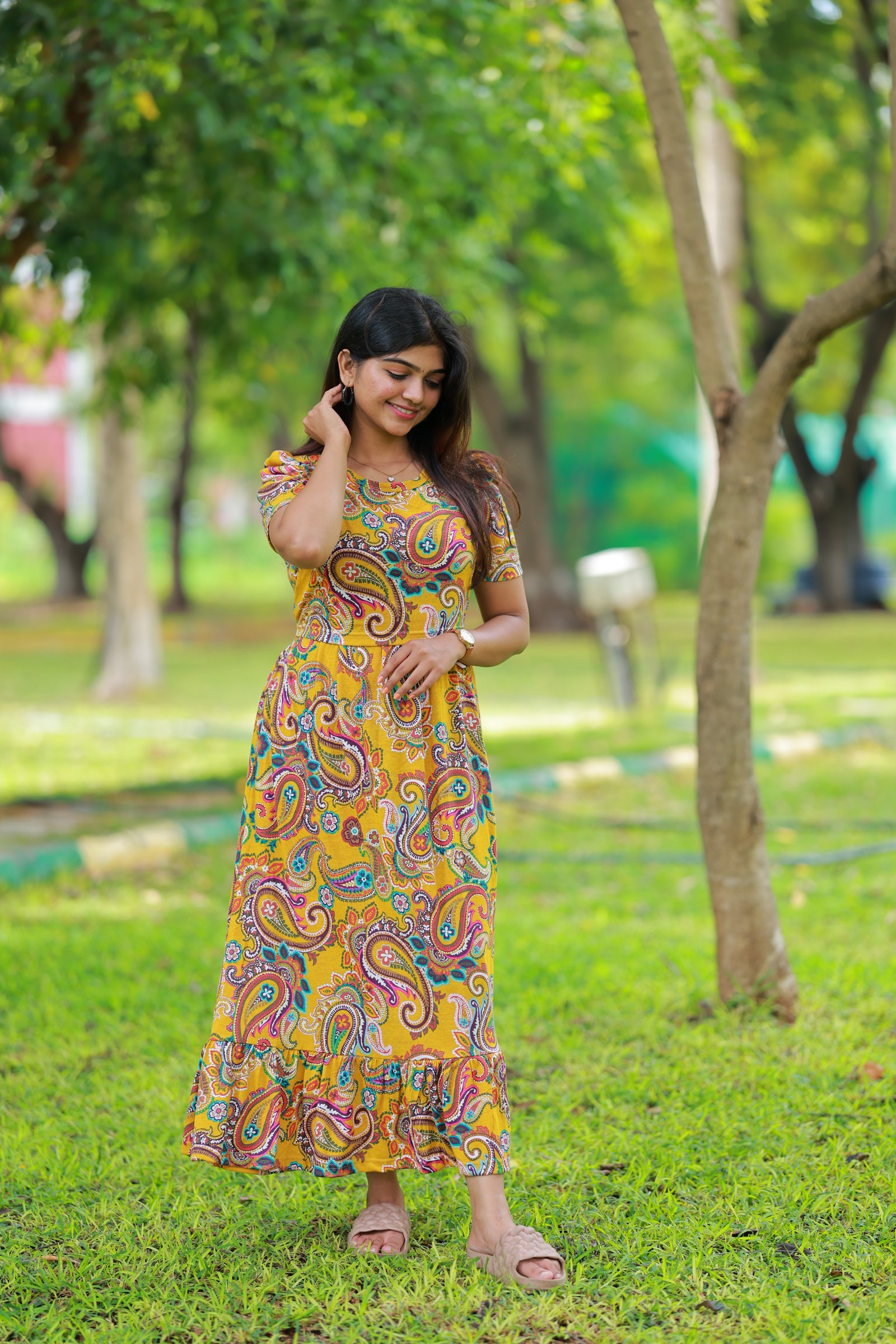 Maxi Thushra Soft Cotton Maternity Dress| Frill Model view 3