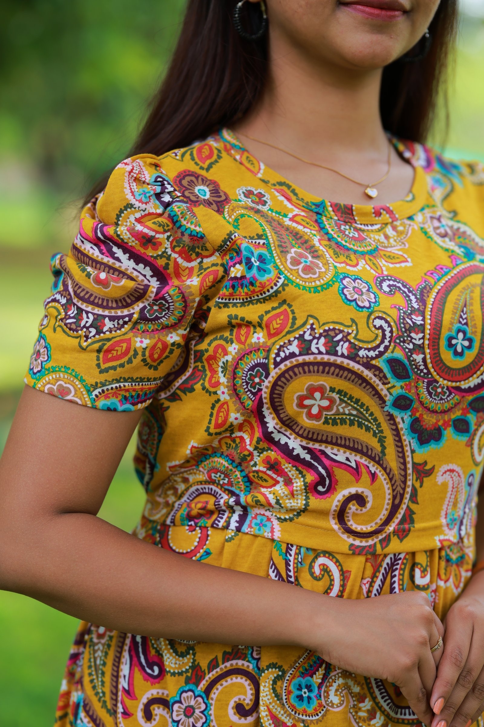 Maxi Thushra Soft Cotton Maternity Dress| Frill Model view 5
