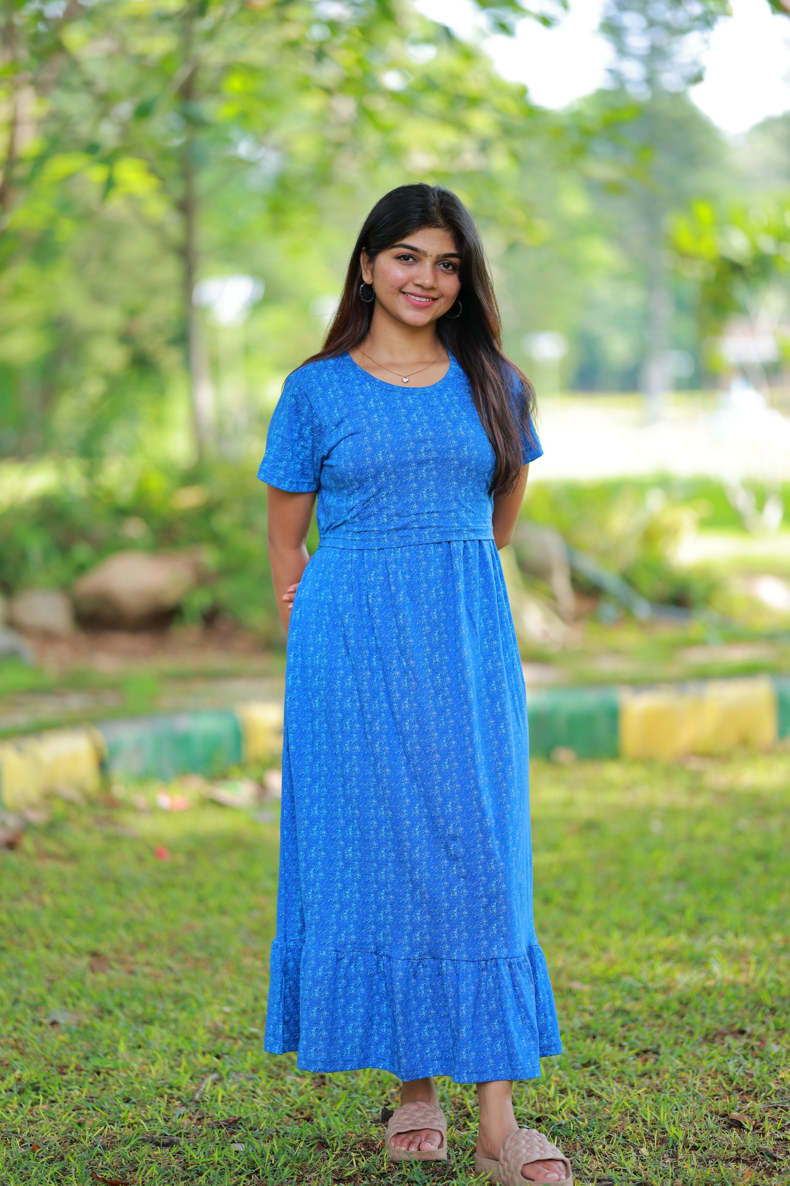 Maxi Rithanya Soft Cotton Maternity Dress| Frill Model alternate