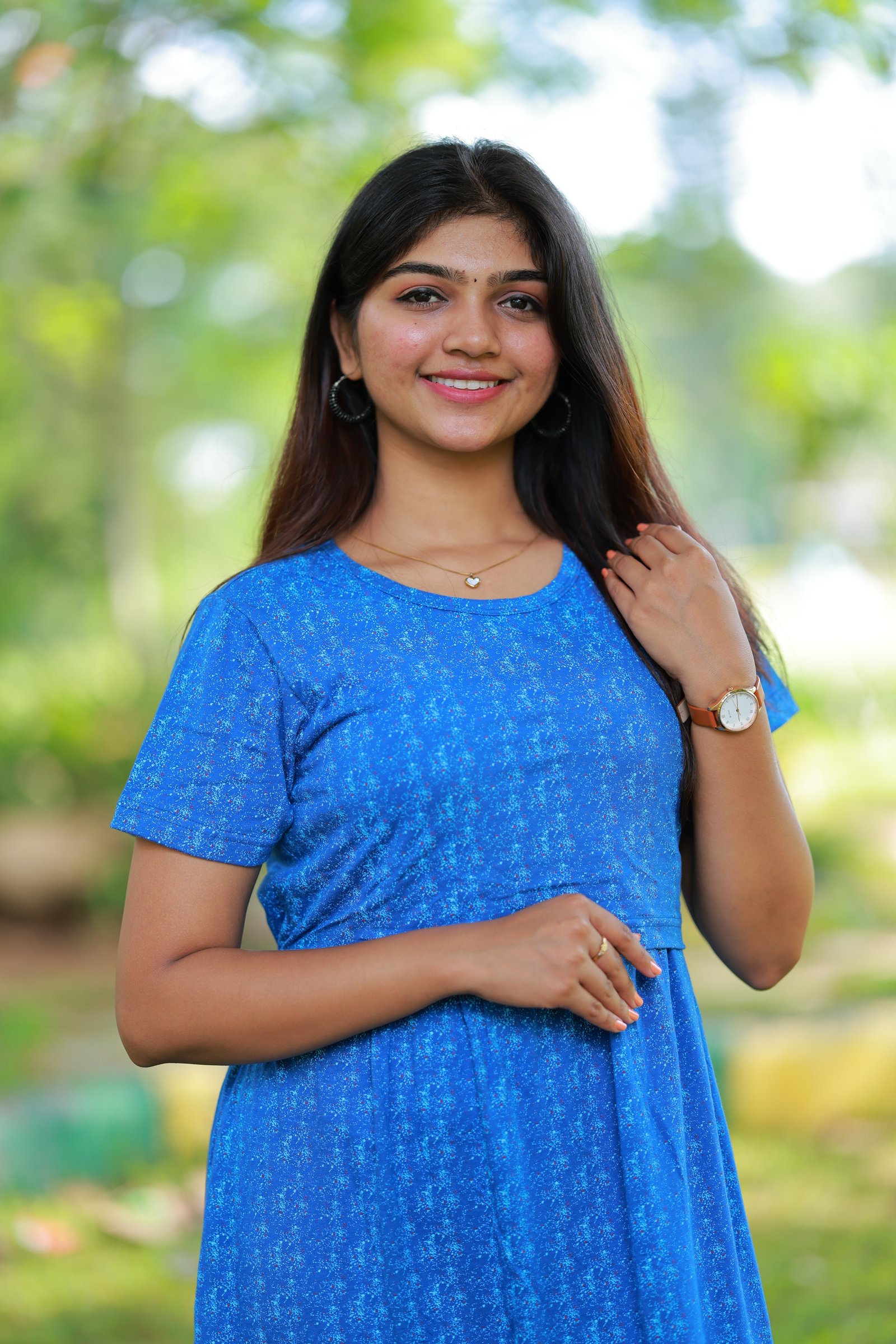 Maxi Rithanya Soft Cotton Maternity Dress| Frill Model view 3