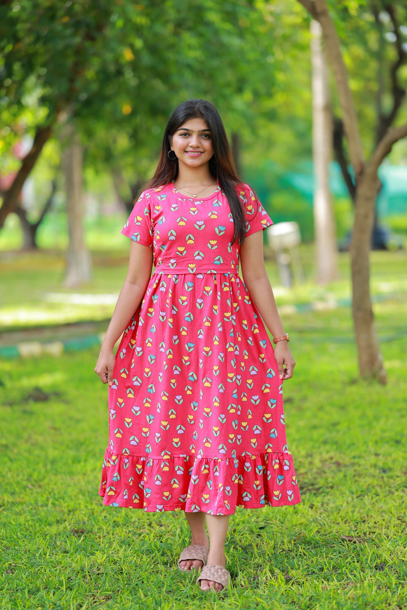 Maxi Nihika Soft Cotton Maternity Dress| Frill Model alt