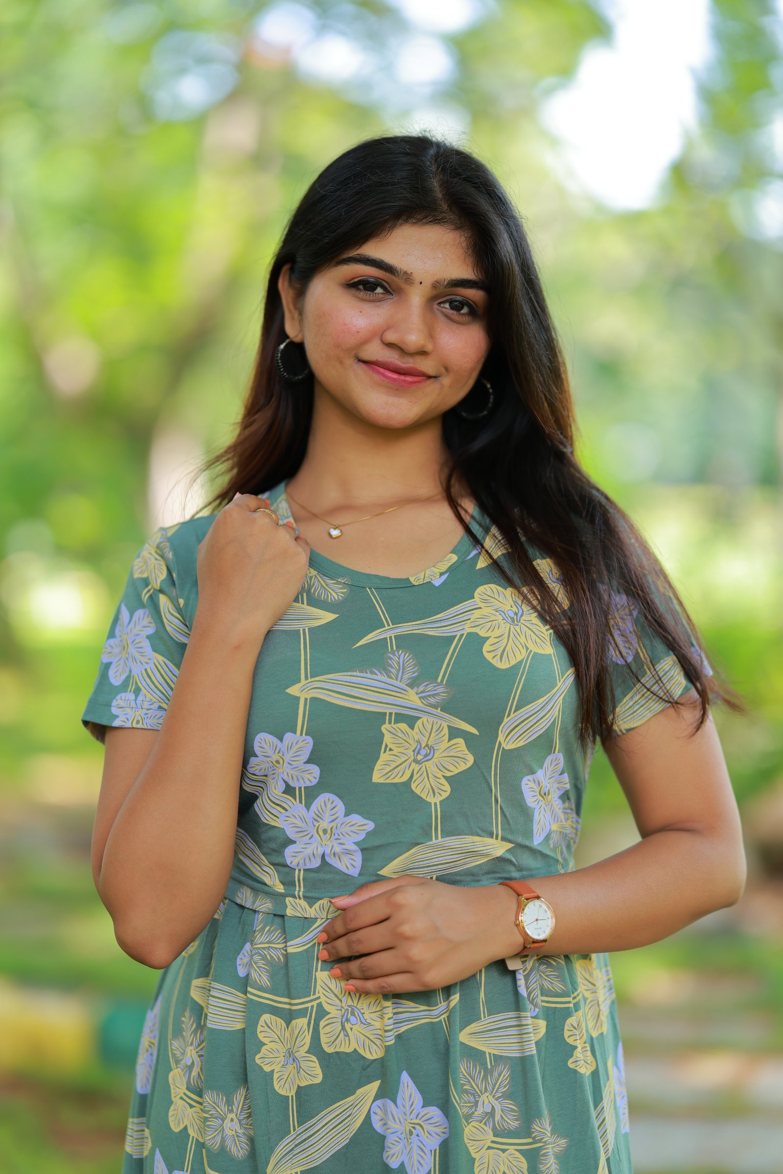 Maxi Jenny Soft Cotton Maternity Dress| Frill Model view 3