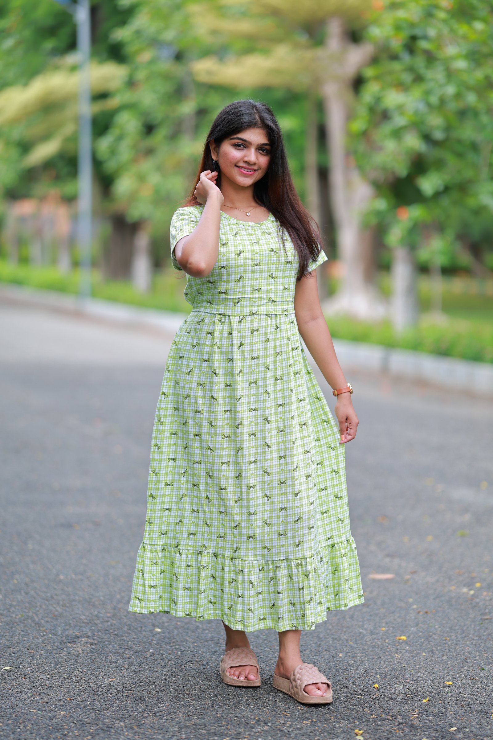 Maxi Bhumika Soft Cotton Maternity Dress| Frill Model alternate