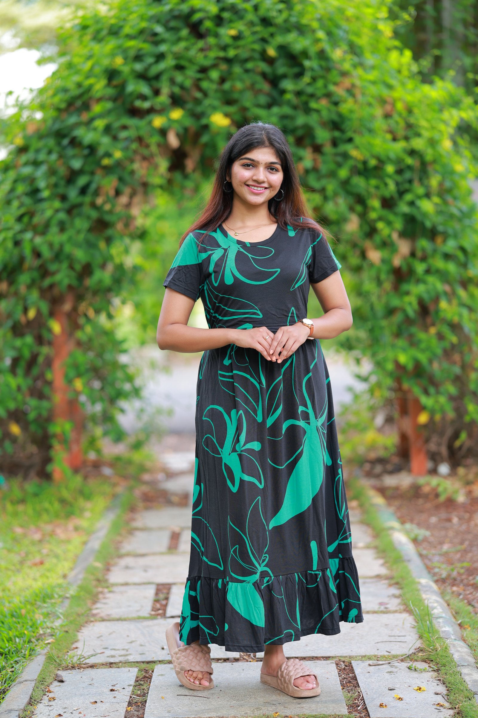 Maxi Ranjani Soft Cotton Maternity Dress| Frill Model alternate