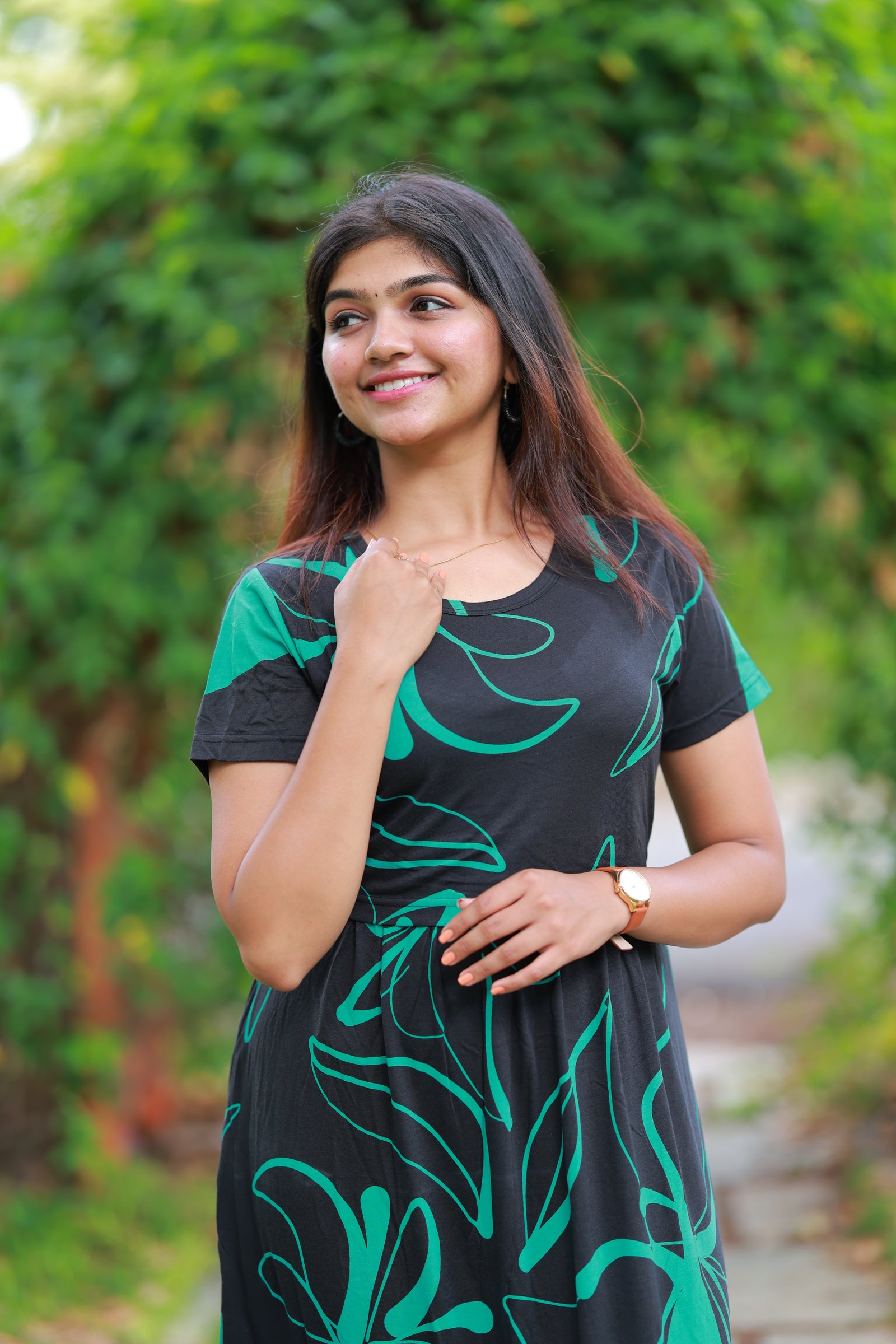 Maxi Ranjani Soft Cotton Maternity Dress| Frill Model view 3