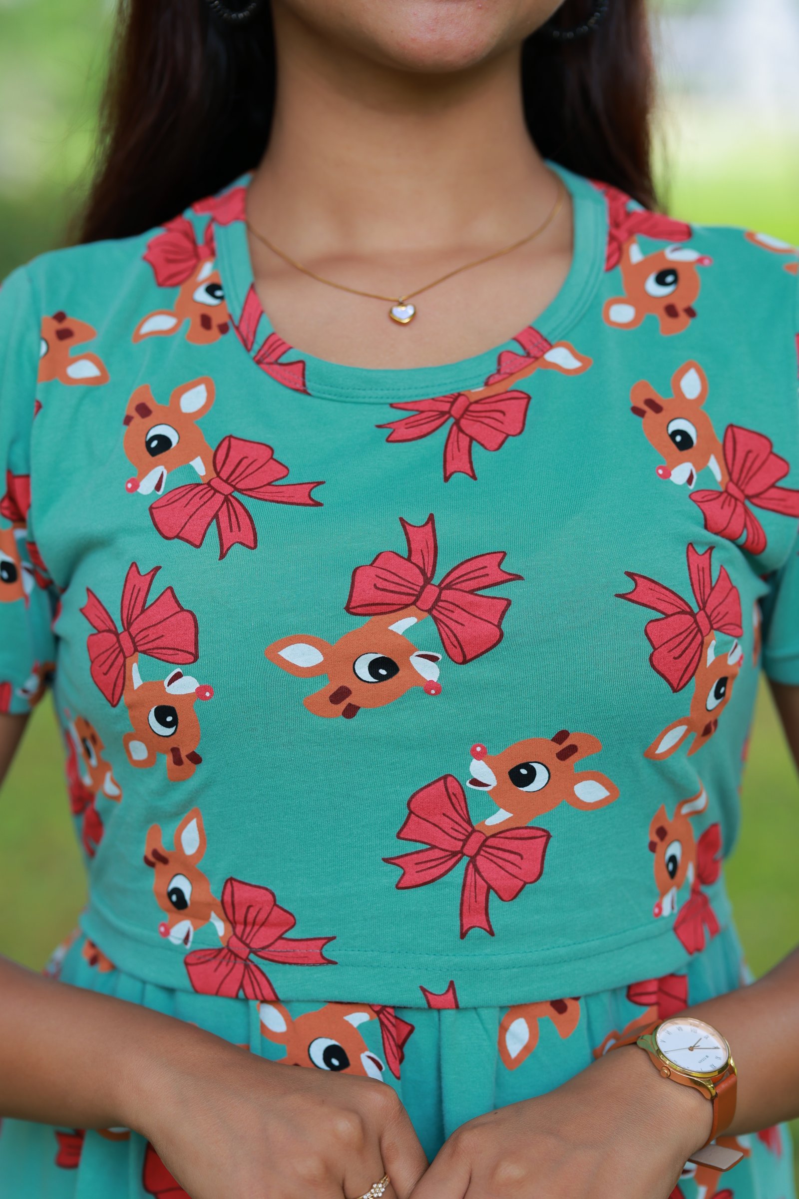 Maxi Deer Soft Cotton Maternity Dress| Frill Model view 5