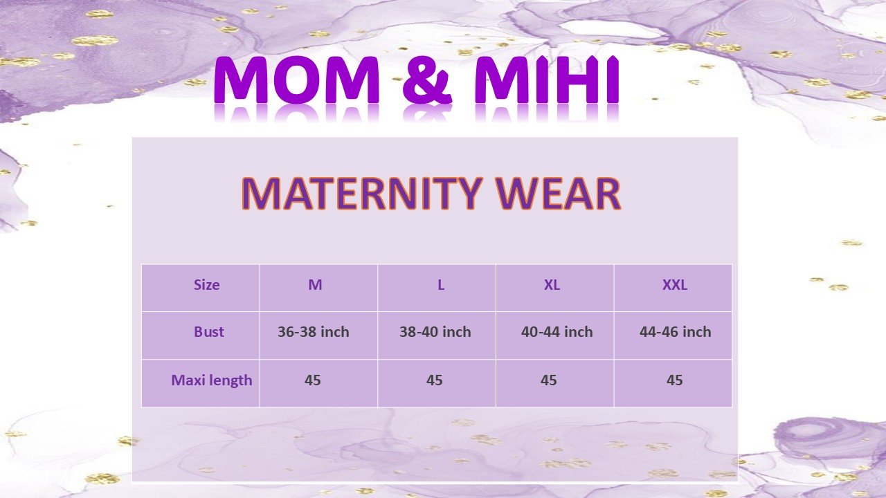 Size chart for Aaditri Soft Cotton Maternity Dress|Calf-Length